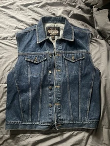 Guide Gear Mens L Denim Jean Vest Trucker Jacket Sleeveless Biker - Picture 1 of 6