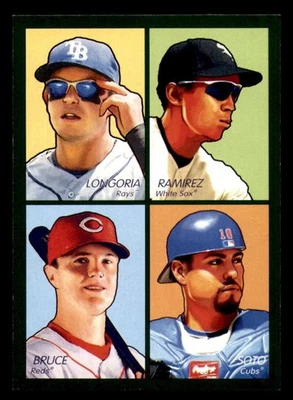 UD Goudey 2009 4 en 1 azul y verde #70 Evan Longoria-Alexei Ramírez-Geovany Soto Foto 1 de 4