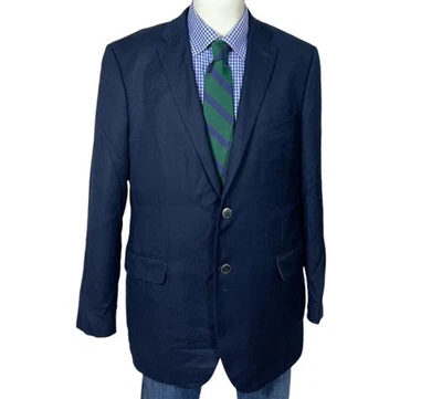 Chaqueta Blazer Saks X Loro Piana Super 120's Lana 2 Botones Azul Marino Para Hombre 44L Foto 1 de 4