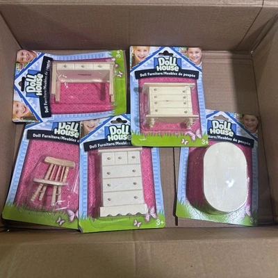 Lote 5 Muebles Casa Muñecas Madera Sin Acabar NUEVO Foto 1 de 4