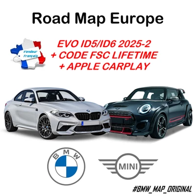 Mise à jour GPS Road Map BMW - MINI EU EVO ID5/ID6 2025-2 + CARPLAY + CODE FSC - Photo 1/4