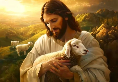 Pintura al óleo de Cristo Jesús Cordero decoración del hogar arte de pared impreso en lienzo Foto 1 de 4