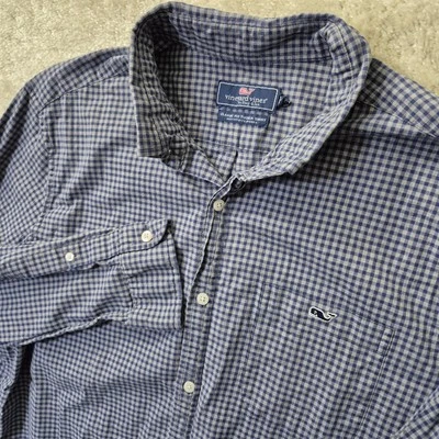 Vineyard Vines Shirt Mens L Button Down Tucker Blue Gingham Check Flannel Preppy - Image 1 of 4