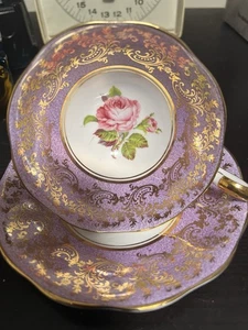 Royal Standard Gold Encrusted Chintz Pink Roses Tea Cup & Saucer - Picture 1 of 12