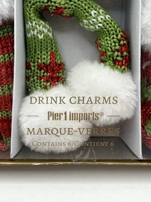 Pier 1 Importado Conjunto de 6 Berloques para Bebidas Decoração de Coquetel Natal Feriado Novo Na Caixa - Imagem 1 de 4