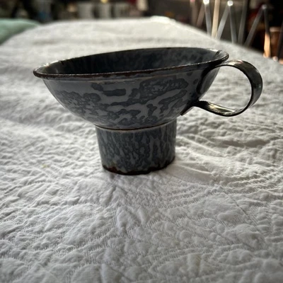 Vintage Emaille Granitgeschirr grau Spritz Einmachglas Fülltrichter Bauernhaus - Bild 1 von 4