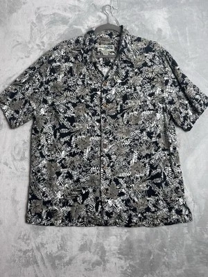 Camisa Havana Jacks Café Para Hombres Grande Hawaiana Floral Tropical Botón Campamento Rayón Foto 1 de 4