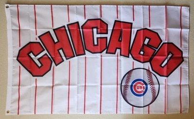 Chicago Cubs Pinstripe MLB Baseball Flag 3x5 Ft W/ Grommets  - Image 1 of 3