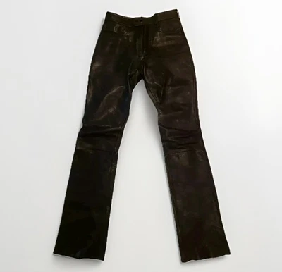 Vtg Styled By Polo Leather Pants Womens Size 10 Black High Waist Bootcut Biker - Image 1 of 4