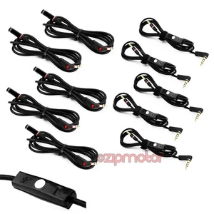 5X 3.5MM AUX RIGHT-ANGLE EXTENSION AUDIO CABLE +REMOTE+MIC BLACK MOTO HTC ONE M8 - Picture 1 of 1