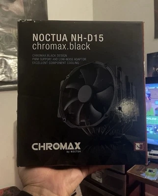 Noctua NH-D15 chromax.black CPU Cooler – Open Box – Dual Tower 140mm Fans Mounts - Image 1 of 4