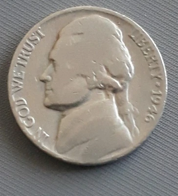 1946 P Jefferson Nickel 5 Cents Coin, circulated - Image 1 of 2