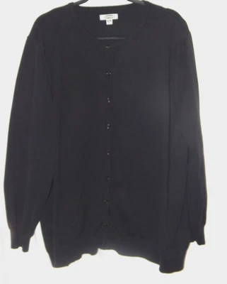 Cardigã feminino Edwards 4 XL suéter botão frontal preto novo sem etiquetas - BOM - Imagem 1 de 4