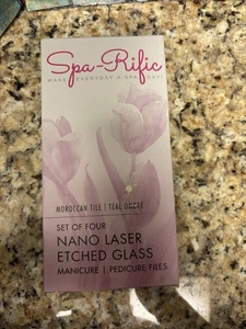 Spa-Rific Laser Etched Hardened Glass 4pc Mani & Pedi File Set Teal Ombré - Picture 1 of 3