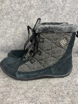Columbia Minx Shorty Omni-Heat Tweed Boots Womens Size 9 Black Waterproof Winter - Image 1 of 4