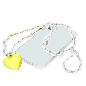 Bijou de Téléphone à Perles Ovales et Cœur 80cm Collection Romeo Transparent - Photo 1 sur 6