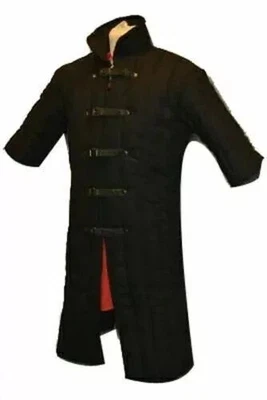 Thick Padded LONG BLACK Gambeson Custom Medieval Armor - Image 1 of 2