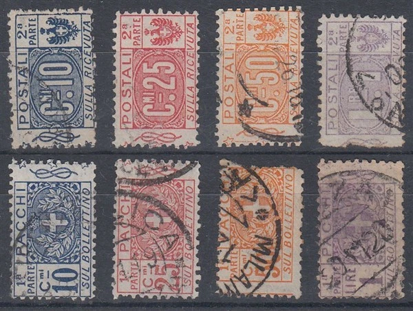 ITALY 1914 PARCEL POST 4 DIFFERENT VALUES USED BOTH SIDES (ID:469/D53428) - Image 1 of 1