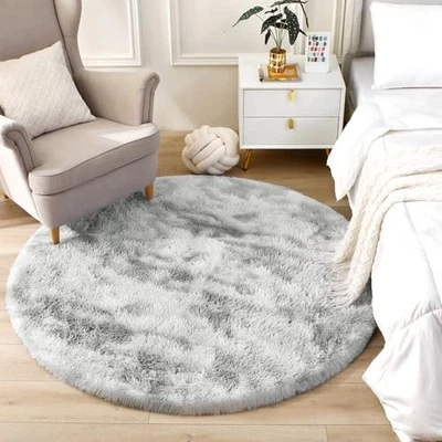  Round Rugs 4ft for Play Room, Ultra Soft Circle Rug for Bedroom, 4 ft Fluffy  - Image 1 of 4