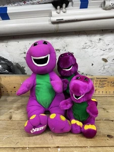 Lot of 3 Barney Plush Playskool Talking 18" Plush Toy Dinosaur 1992 - Picture 1 of 24