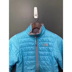 The North Face Girls Reversible Jacket Blue Gray Fleece Coat Size M (10/12) - Picture 1 of 9