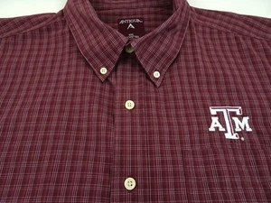 Texas A&M Aggies Button Up Shirt XXL 2XL Short Sleeve TAMU Embroidered Antigua - Foto 1 di 7