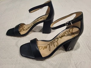 Tacón Sam Edelman Daniella de cuero negro con correa al tobillo para mujer talla 6,5 M, ¡¡NUEVO!!! - Imagen 1 de 14