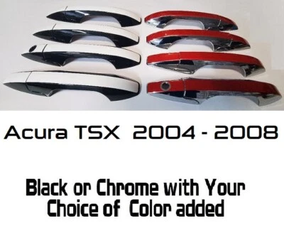 Superposiciones de manija de puerta personalizadas negras o cromadas 2004-2008 Acura TSX YOU PICK CLR Foto 1 de 4