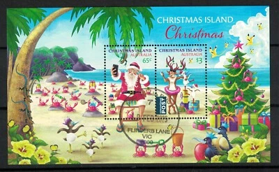 AUSTRALIA ISLA DE NAVIDAD 2024 HOJA DE RECUERDO DE NAVIDAD DE 2 SELLOS FINOS USADOS Foto 1 de 4
