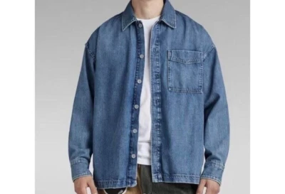 G STAR RAW Jean Jacket Mens Large Blue Button Denim Overshirt Streetwear $210 - Image 1 of 4
