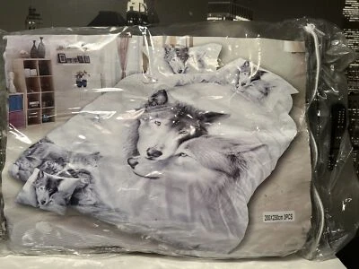 Juego de cama Wolf pareja funda nórdica y 2 fundas de almohada 200x230 cm nuevo Foto 1 de 4