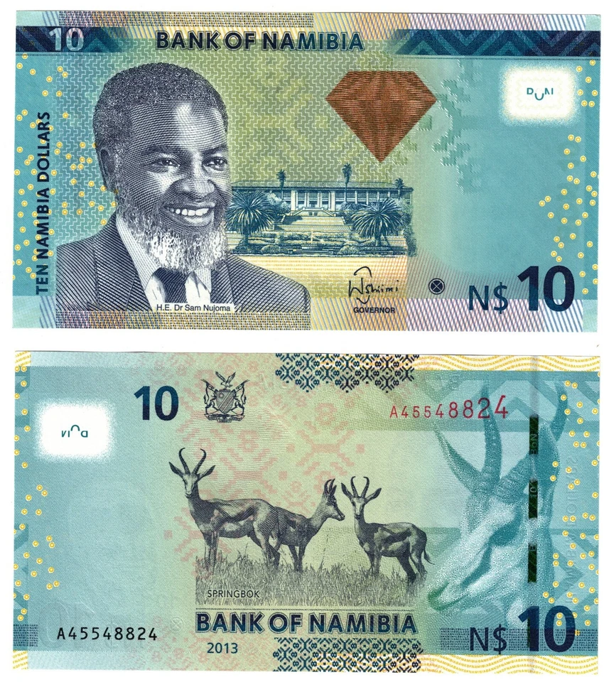 2013 Namibia Banknote P11b 10$ UNC Springbok Antelopes New - Image 1 of 1