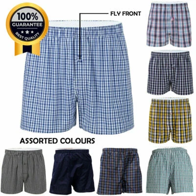Mens Woven Boxer Shorts Loose Fit Cotton Rich 3 or 6 Underwear Pants All Sizes - Image 1 of 4