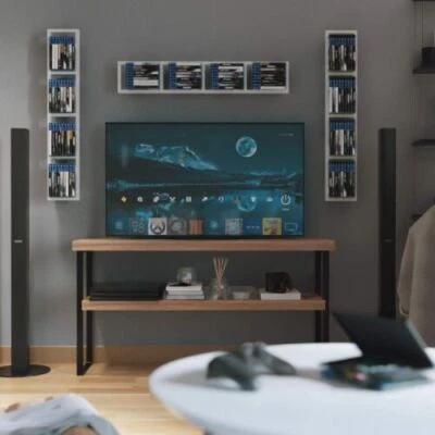 5 PCs Media Storage Rack CD DVD Organizer Wall Mounted Metal Floating Shelf - Image 1 of 4