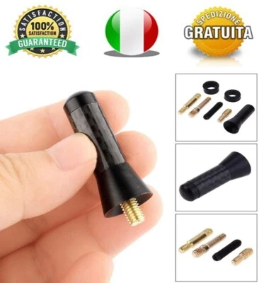 ANTENNA AUTO MINI FIBRA CARBONIO ALLUMINIO CORTA 3,5CM RADIO CAR TUNING CORTA - Immagine 1 di 4