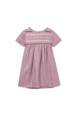 Peek бархата ленты платье кружева фиолетовый круглый вырез кнопка короткий рукав мини 4/5 лет - Изображение 1 из 4