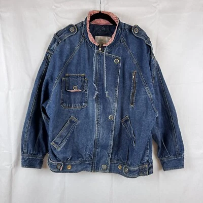 Chaqueta Bomber Denim De Colección Sergio Valente Retro Azul Ácido Lavado Abrigo Cuadrado 16W Foto 1 de 4