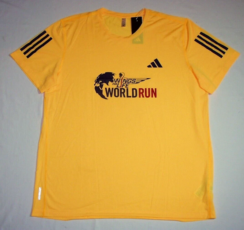 Mens Size XLarge Orange Adidas Wings For Life Event SS TM World Run Shirt JI7632