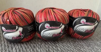 Austermann MODA COLOR Yarn Color#101-Red Pink Purple & Orange 50g/100m Lot of 3 - Image 1 of 4