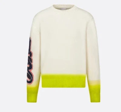 Suéter DIOR Blanco y Amarillo Ombre Dobladillo Lana Tejido Talla US XL Hecho en Italiano Nuevo con Etiquetas Foto 1 de 4