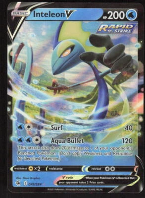 Pokemon TCG SWSH08: Fusion Strike #078/264 Inteleon V NM - Image 1 of 2