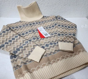 Girl's Turtleneck Long Sleeve Autumn Winter Retro Plaid Pullover Sweater,Size 10 - Picture 1 of 6