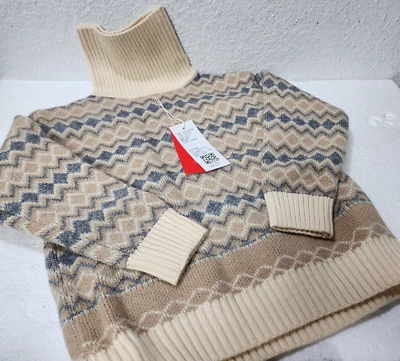 Suéter Pullover Retro a Cuadros Manga Larga Cuello Alto Niña Otoño Invierno, Talla 10 Foto 1 de 4