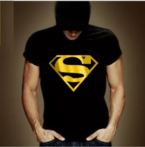 T-SHIRT SUPERMAN LOGO OR BRILLANT HAUTE QUALITÉ..GRAIN 200GRS NEUF - Picture 1 of 5