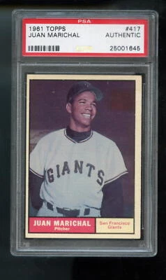 Tarjeta de béisbol 1961 Topps #417 Juan Marichal novato radiocontrol PSA AUTH graduada MLB Giants Foto 1 de 2