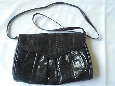 Bolso de mano J. Renee para mujer a través del hombro cuero de piel de serpiente negro casi nuevo de colección Foto 1 de 4