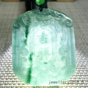 Certified Icy Green 100% Natural A jadeite jade Pendant~吉祥如意仿古牌 - Picture 1 of 20