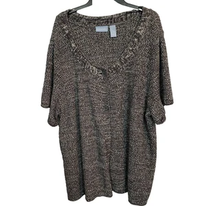 Liz & Me Woman's Gray 2 Button Short Sleeve Cardigan Sweater Plus Size 3X - Picture 1 of 10