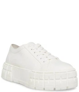 Steve Madden Rorey White Lace Up Rounded Close Toe Platform Fashion Sneaker - Picture 1 of 6