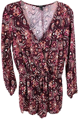 Forever 21 Mameluco Manga Larga Cuello en V Medio Borgoña Foto 1 de 4